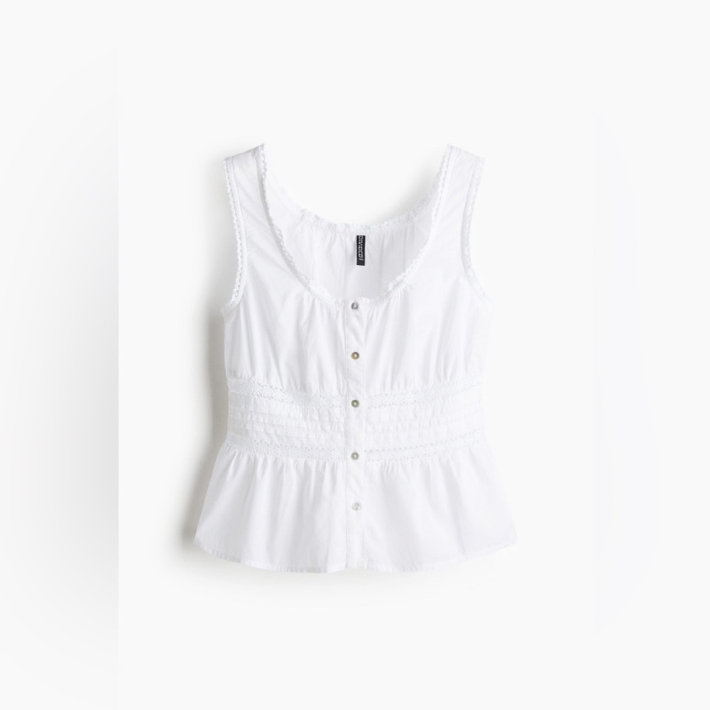 H&M DIVIDED Women's PEPLUM VEST TOP - White- XL - Picture 4 of 10